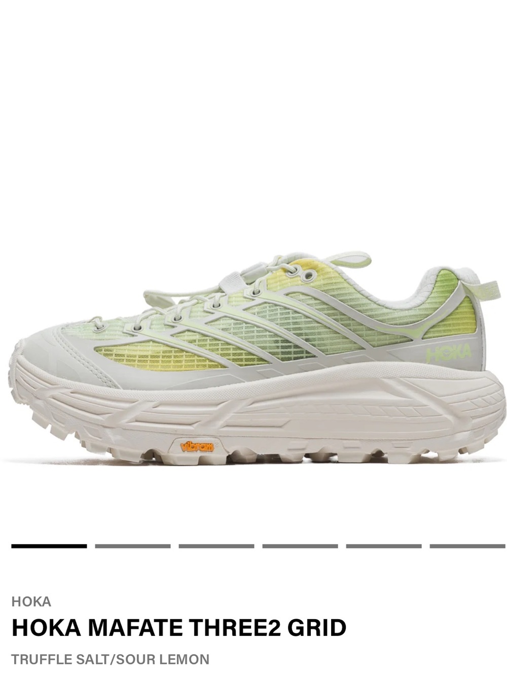 New in box -  HOKA MAFATE THREE2 GRID in Sour Lemon / Truffle Salt
